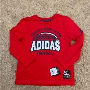 Adidas boy 4 red football shirt long sleeve